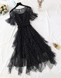 Girl Summer Dress A Line Tulle Dress With Sequins HZ1022