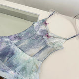Dreamy Purple And Blue Gradient A-line Spaghetti Strap Cake Chiffon Long Prom Dress Evening Dress HZ1022