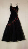 Modest Black Long Prom Dresses With Flowers 22th Birthday Outfits HZ1022