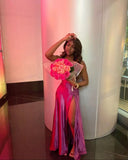 Gorgeous Pink Split Front Mermaid Prom Dress Birthday Outfits HZ1022