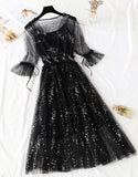 A Line Two Pieces Tulle Dress With Sequins HZ1022