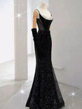 Beautiful Mermaid Straps Slit Burgundy Long Prom Dress HZ1022