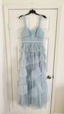 Light Blue Tulle Prom Dresses Ruffles Pleated Baby Blue Evening Gown HZ1022
