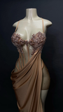 Sexy Mermaid Straps Slit Velvet Prom Dress HZ1022