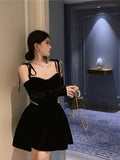 chic a line black velvet homecoming dress 16th birthday outfits HZ1022