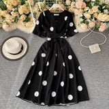 vintage short sleeves summer women's dress HZ1022