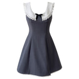 Qtevry Purchase Price] Lace Round Collar Age Conservative Belly-Covered Dress With Skinny Girl Bow Dress 69242