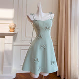 Qtevry Bow Bow To The Waist-Up Temperament Famous Birthday Dress Small Sling With Dress 68473