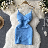 Sexy Spaghetti Straps Backless Short Women Dress HZ1022