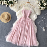 Cute A line Sleeveless Tulle Dress Beach Summer Holiday Dress HZ1022