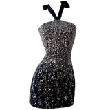 Qtevry 2025 Early Autumn New Black Which Hangs Neck Braid Short Temperament Dress Dress 69379