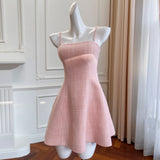 Qtevry Lady Small Fragrant Evening Dress Girl Spring Party Short Temperament Coarse Flowers, Sling Bottom Skirt Female 68391