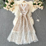 Cute embroidery floral dress women's dress HZ1022