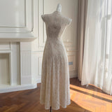 Qtevry Temperament Lace Sleeveless Dress To Collect Waist Thin Goddess Dress Sexy Fasunty Lace Dress 69442