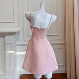 Qtevry Lady Small Fragrant Evening Dress Girl Spring Party Short Temperament Coarse Flowers, Sling Bottom Skirt Female 68391