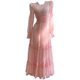 Qtevry Price] French Famous Style Cake Dress Perspective Long-Sleeved Net Yarn Leaf Side Dress Dress 69077