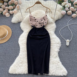 Sexy Straps Polka Dot Color Matching Dress Tight Women Holiday Dress HZ1022