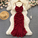 Sexy Spaghetti Straps Red Tight Dress Women Holiday Dress HZ1022
