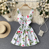 Cute Spaghetti Straps Floral Dress Women Dress HZ1022