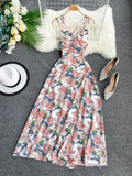 Sexy Spaghetti Straps Summer Backless Floral Dress Hot Women Dress HZ1022