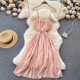 Sexy Spaghetti Straps Summer Blush Pink Dress Women Holiday Dress HZ1022