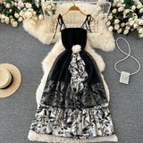 Sexy spaghetti straps summer black dress women's dress HZ1022