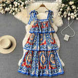 Vintage Spaghetti Straps Cute Summer Boho Dress Women Holiday Dress HZ1022