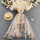 Cute Spaghetti Straps Backless Short Floral Dress Women Dress HZ1022