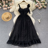 Sexy spaghetti straps summer black dress women's dress HZ1022