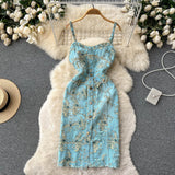 Sexy Spaghetti Straps Summer Floral Dress Women Holiday Dress HZ1022