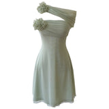 Qtevry Ear With Breast-Comb Dressing Dress French Girl Exquisite Three-Dimensional Flower Dress Mesh Dress 69488
