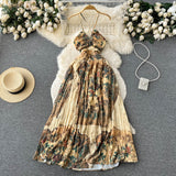 Sexy A line Sleeveless Straps Backless Summer Holiday Dress HZ1022