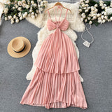 Sexy A line Sleeveless Pink Summer Holiday Dress HZ1022