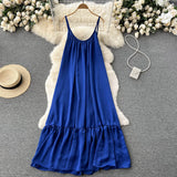Cute A line Sleeveless Royal Blue Summer Holiday Dress HZ1022
