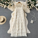 Cute A line Sleeveless Ruffles Dress Beach Summer Holiday Dress HZ1022