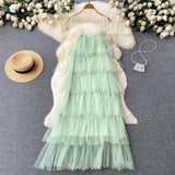 Sexy Straps Tulle Mint Green Dress Women Holiday Dress HZ1022