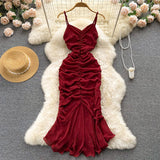 Sexy Spaghetti Straps Red Tight Dress Women Holiday Dress HZ1022
