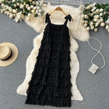Cute A line Sleeveless Ruffles Dress Beach Summer Holiday Dress HZ1022