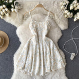 Cute Straps Mint Green Short Floral Dress Women Holiday Dress HZ1022