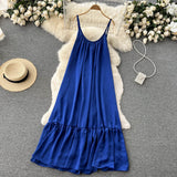 Cute A line Sleeveless Royal Blue Summer Holiday Dress HZ1022