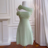 Qtevry Ear With Breast-Comb Dressing Dress French Girl Exquisite Three-Dimensional Flower Dress Mesh Dress 69488