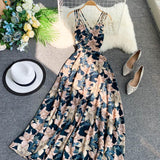 Sexy Spaghetti Straps Summer Backless Floral Dress Hot Women Dress HZ1022