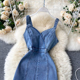 Cute Spaghetti Straps Denim Dress Women Dress HZ1022