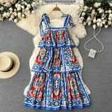 Vintage Spaghetti Straps Cute Summer Boho Dress Women Holiday Dress HZ1022