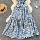 Vintage Spaghetti Straps Floral Dress Women Holiday Dress HZ1022