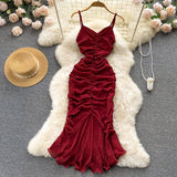 Sexy Spaghetti Straps Red Tight Dress Women Holiday Dress HZ1022
