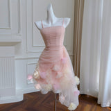 Elegant Teen Temperament Sling Age Reduction Irregular Flower Dress Party Party Can Wear 68151