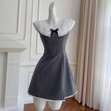 Qtevry Purchase Price] Lace Round Collar Age Conservative Belly-Covered Dress With Skinny Girl Bow Dress 69242