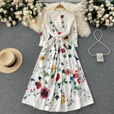 simple 3/4 sleeves summer women's dress HZ1022