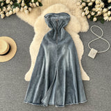 Hot Girl Retro denim skirt women's A-line long Dress HZ1022
